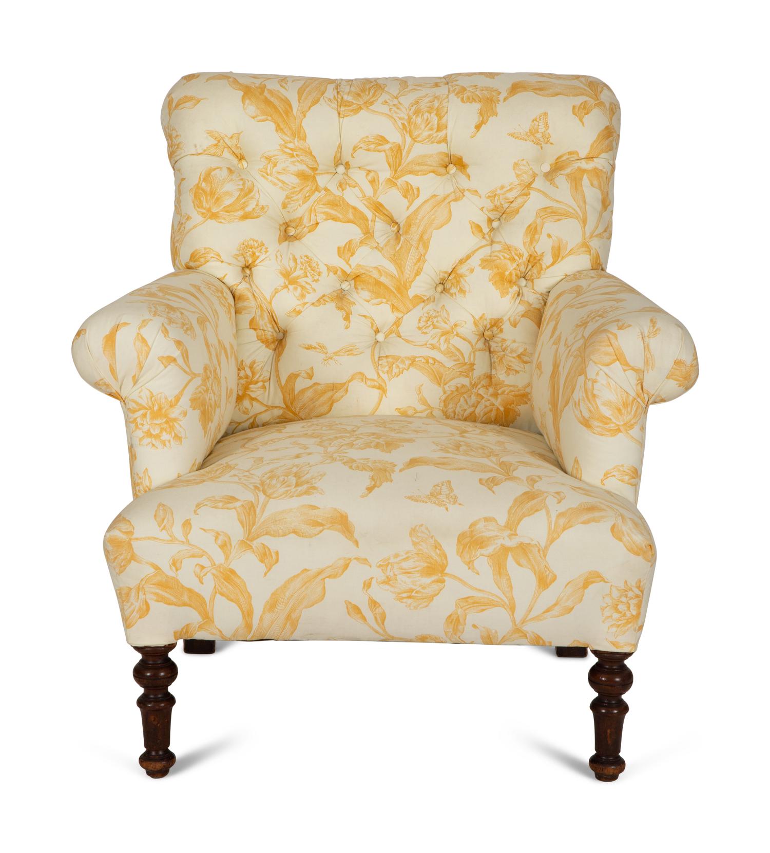 A William IV Style Button Tufted Mahogany Easy Chair
