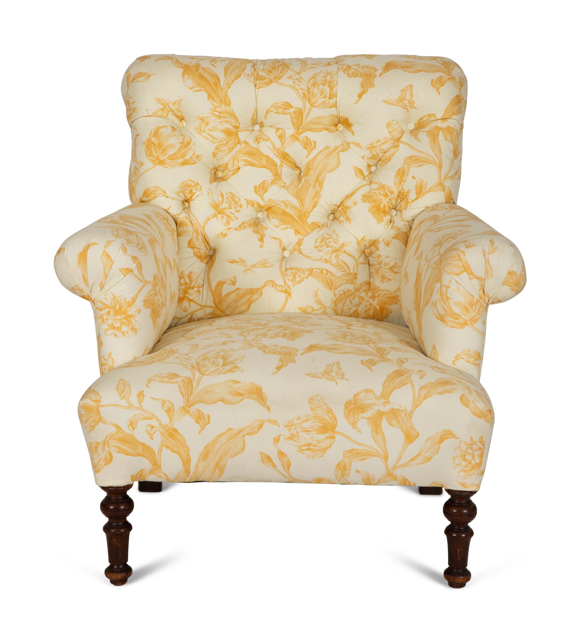 A William IV Style Button Tufted Mahogany Easy Chair
