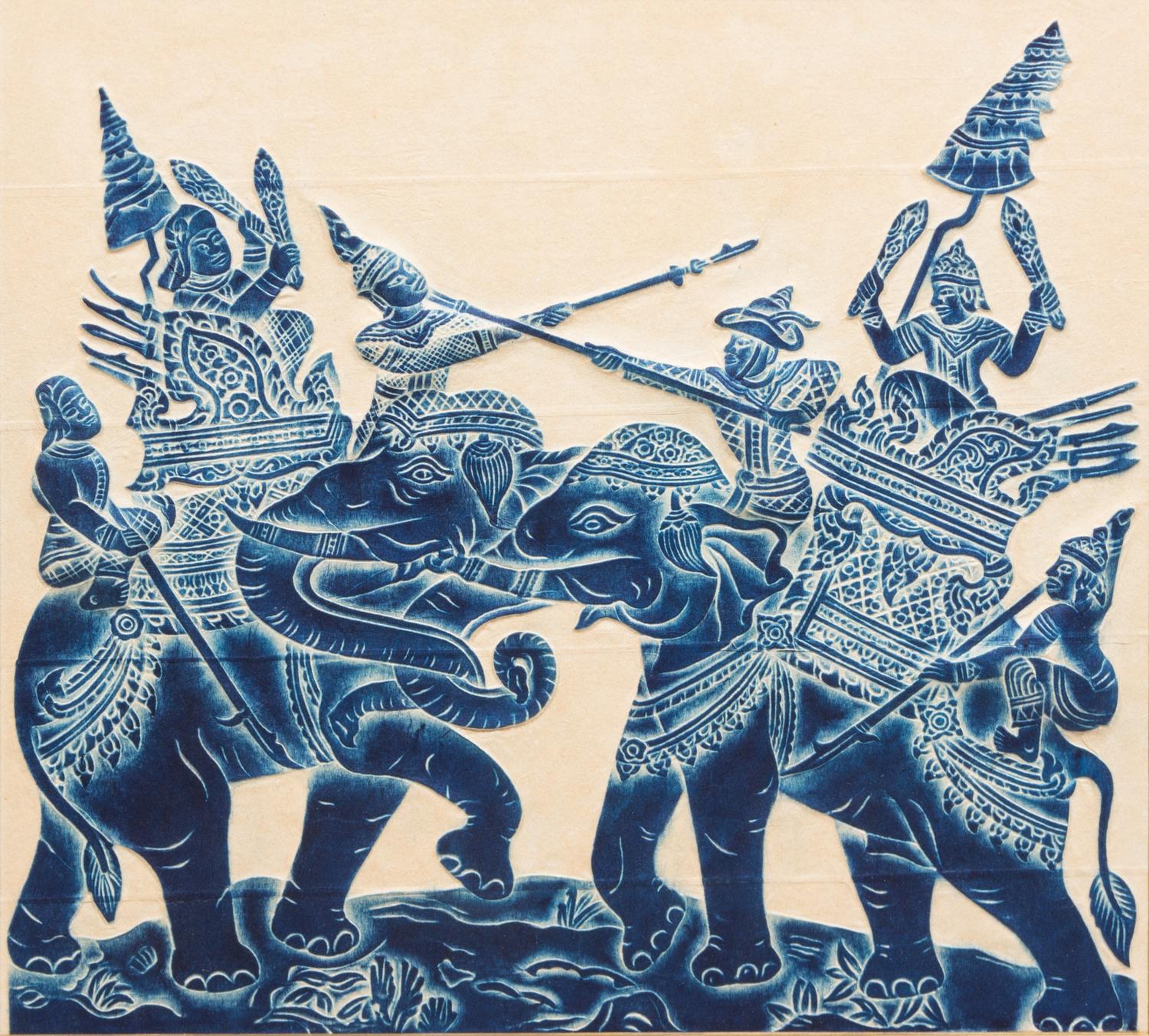 Two Thai Temple Rubbings Height of largest 26 1/2 x width 28 1/4 inches. — 20TH CENTURY