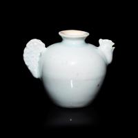 A Chinese Qingbai Glazed Chicken-Head Water Dropper, Yuan Dynasty — 元 影青釉雞首壺
