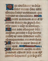 [MANUSCRIPT LEAVES -- BIBLES]. A group of 4 manuscript leaves on vellum, matted together, comprising: