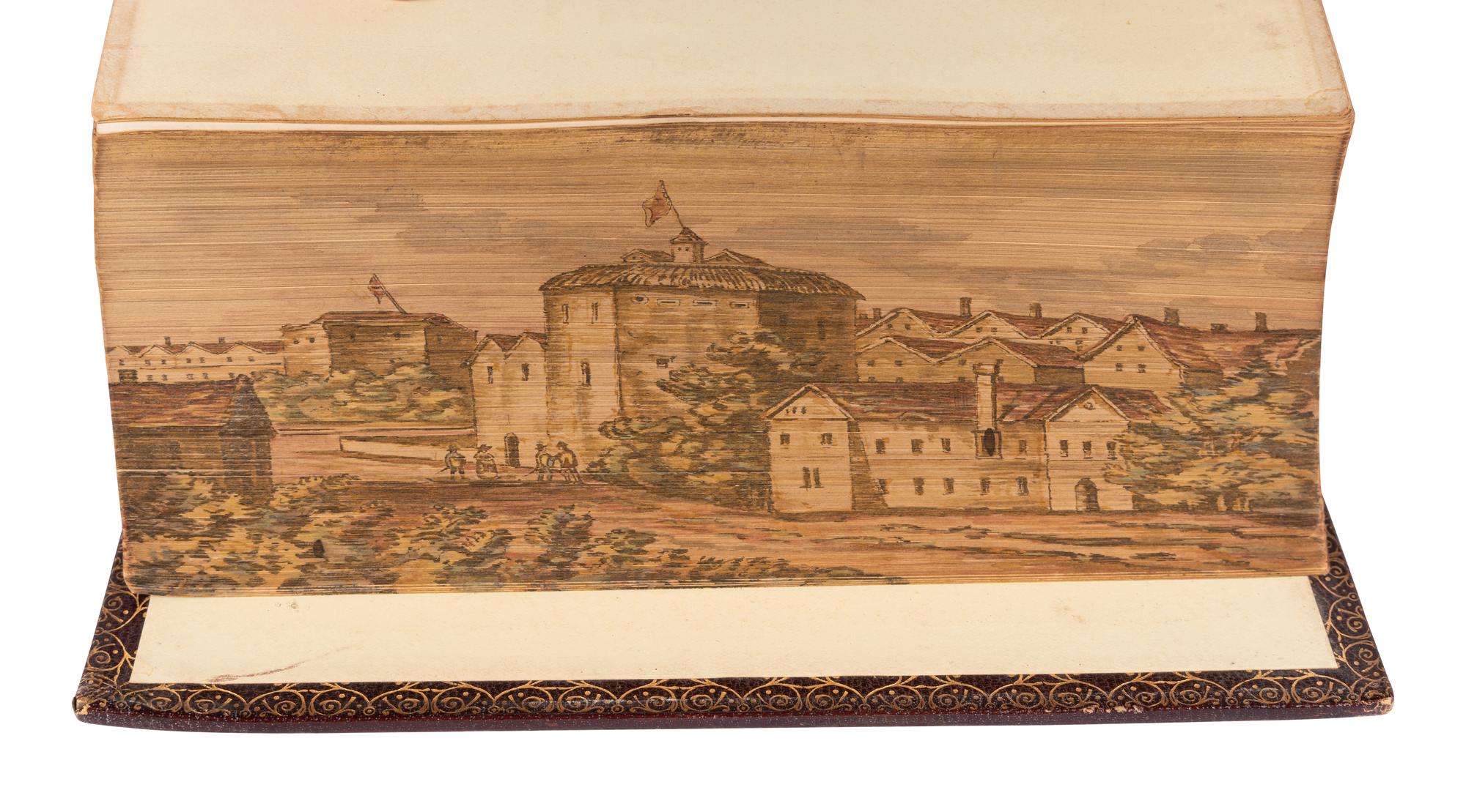 [BINDINGS -- FORE-EDGE PAINTINGS]. A group of 12 works concealing fore-edge paintings depicting country scenes, comprising: