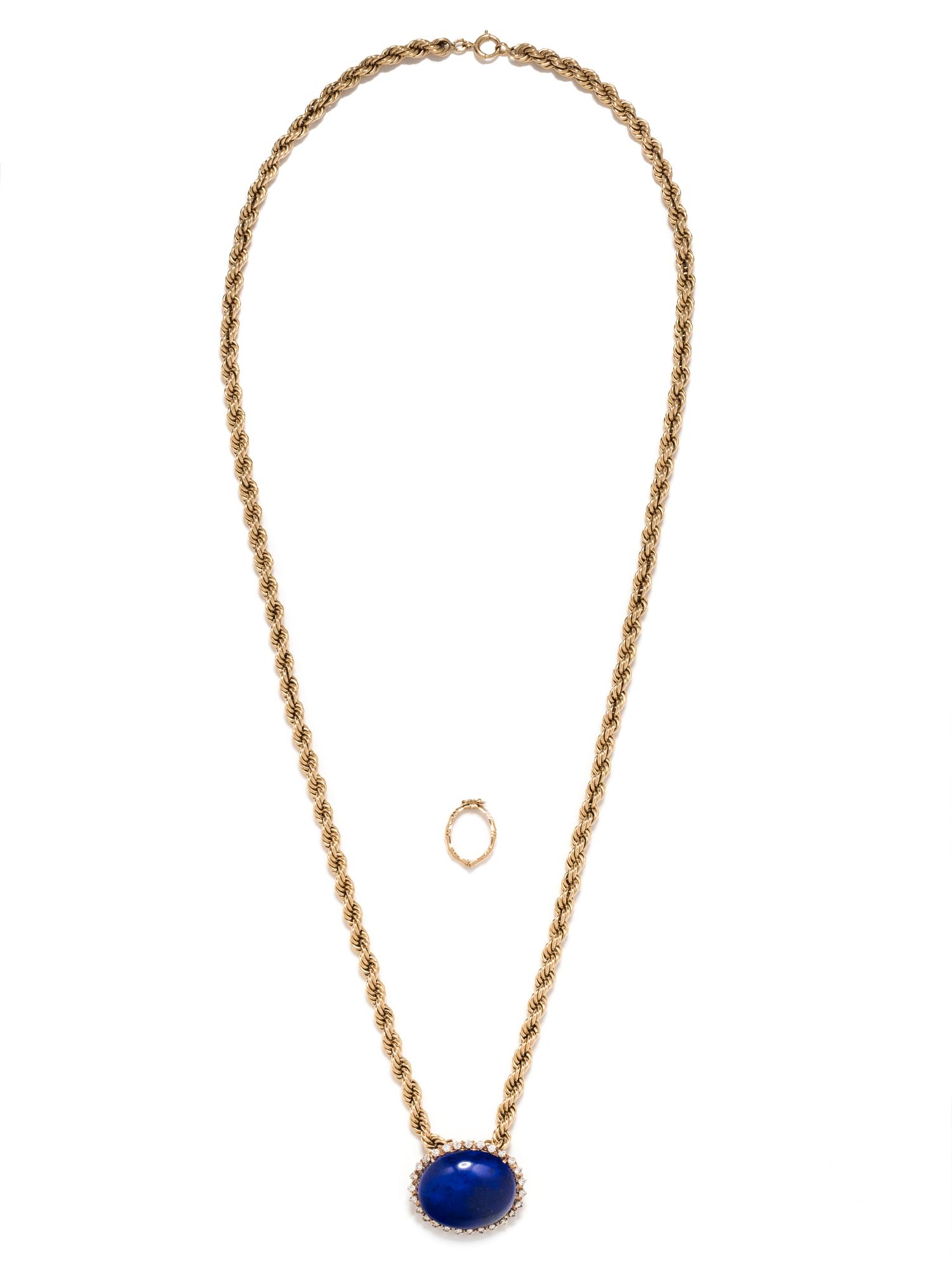 LAPIS LAZULI AND DIAMOND PENDANT/NECKLACE