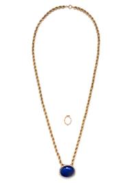 LAPIS LAZULI AND DIAMOND PENDANT/NECKLACE