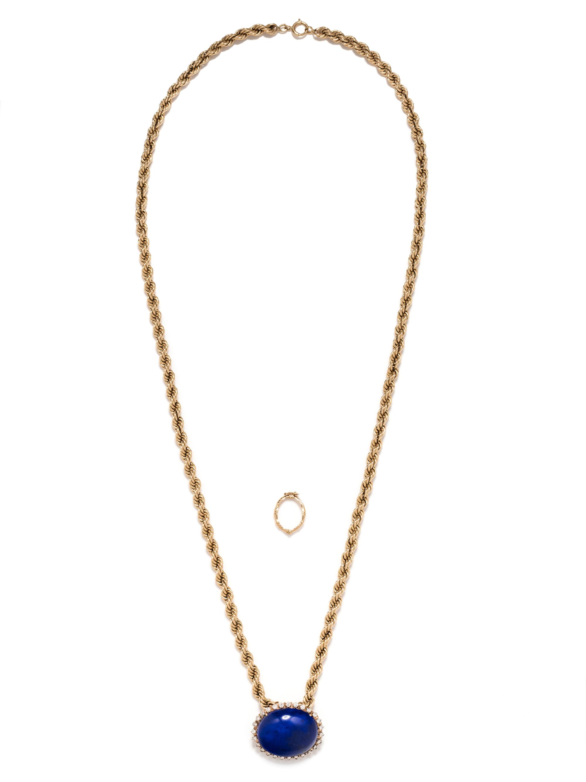 LAPIS LAZULI AND DIAMOND PENDANT/NECKLACE