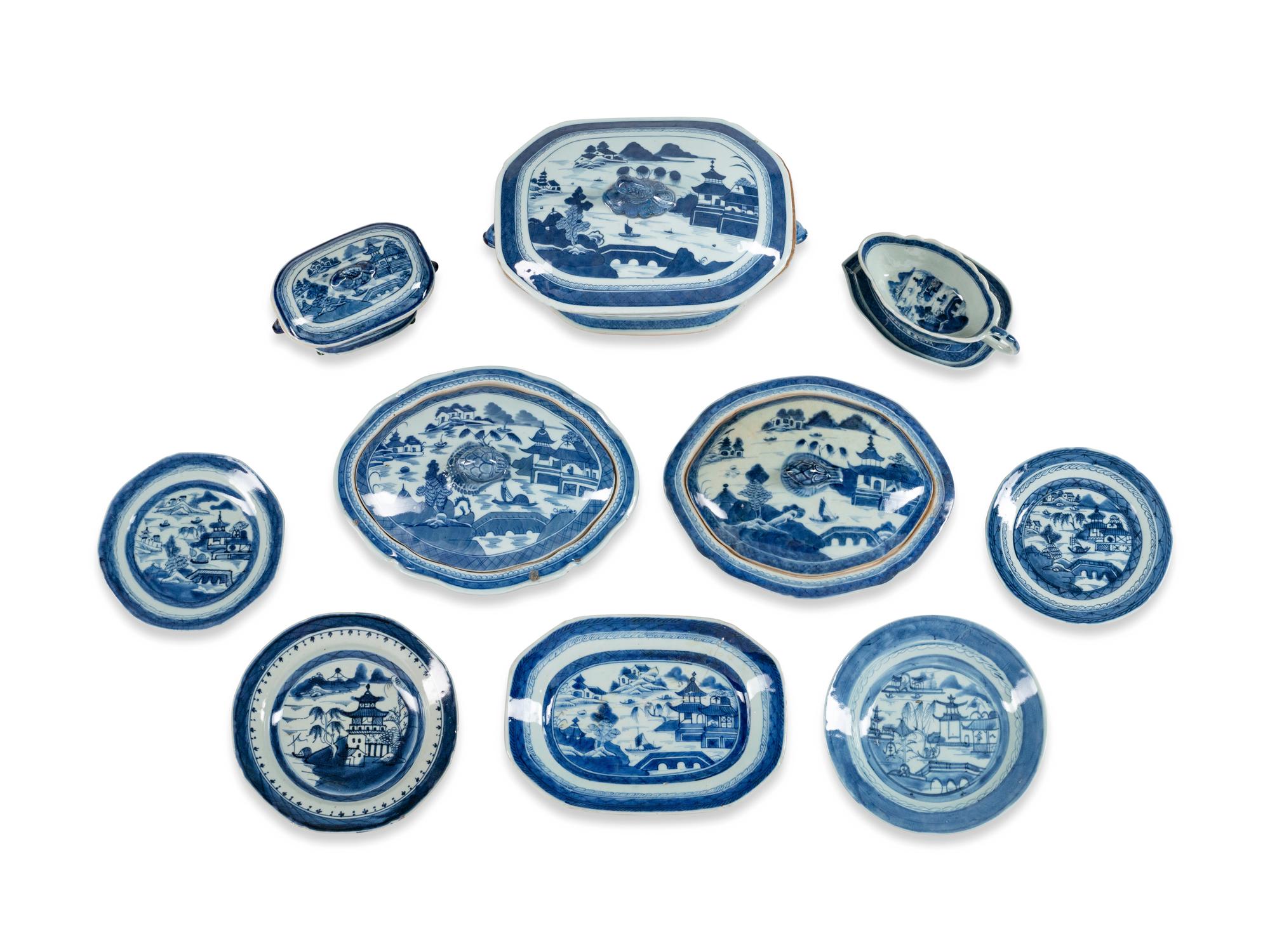 An Assembled Chinese Export Blue and White Porcelain Part Dinner Service — 18TH/19TH CENTURY