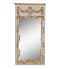 A Louis XVI Style Painted and Parcel Gilt Mirror