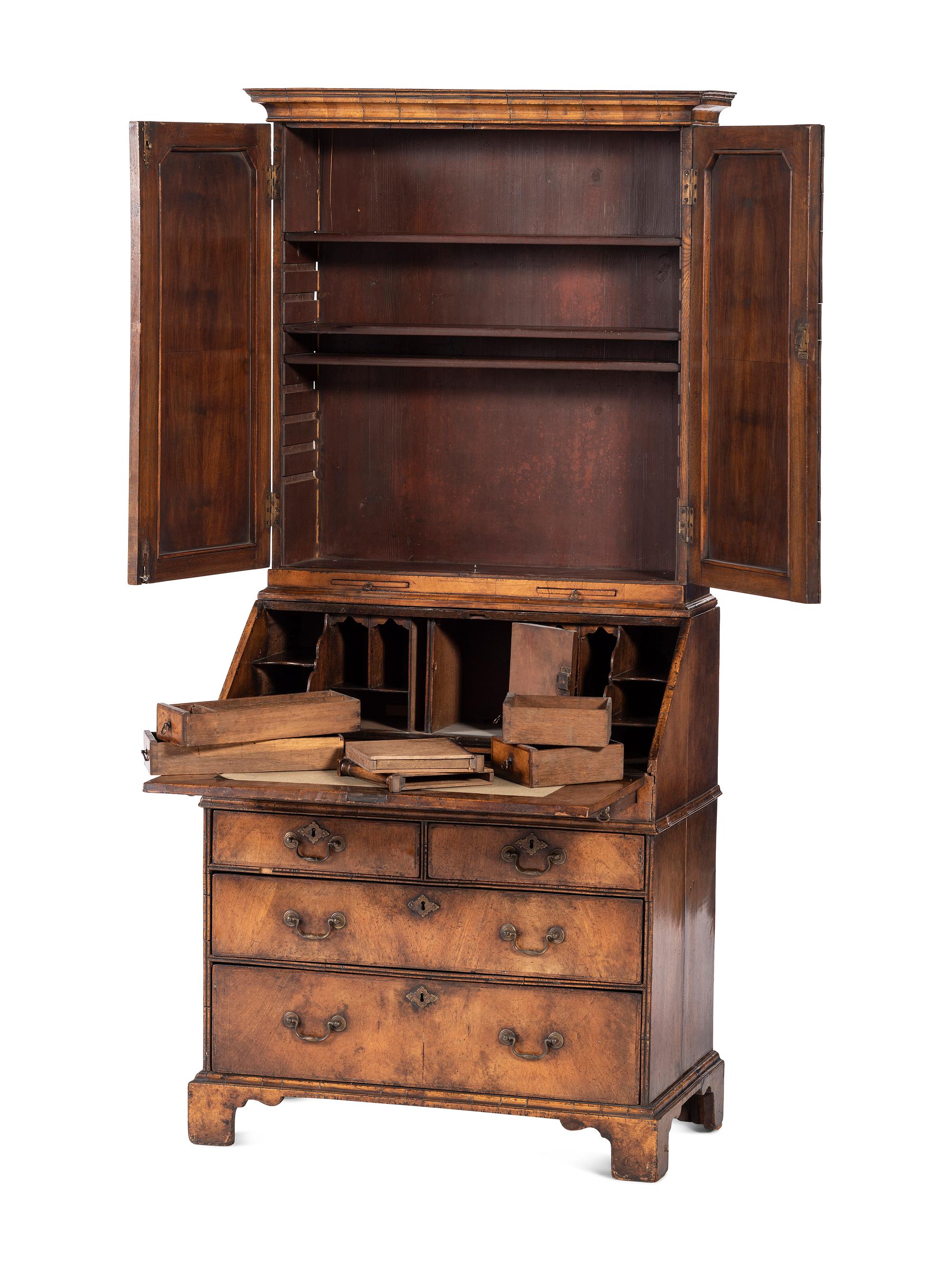A George I Walnut Secretary Desk