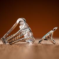 Navajo Silver and Spider Web #8 Turquoise Cuff Bracelet AND Ring