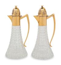 A Pair of English Silver-Gilt Mounted Cut Glass Decanters