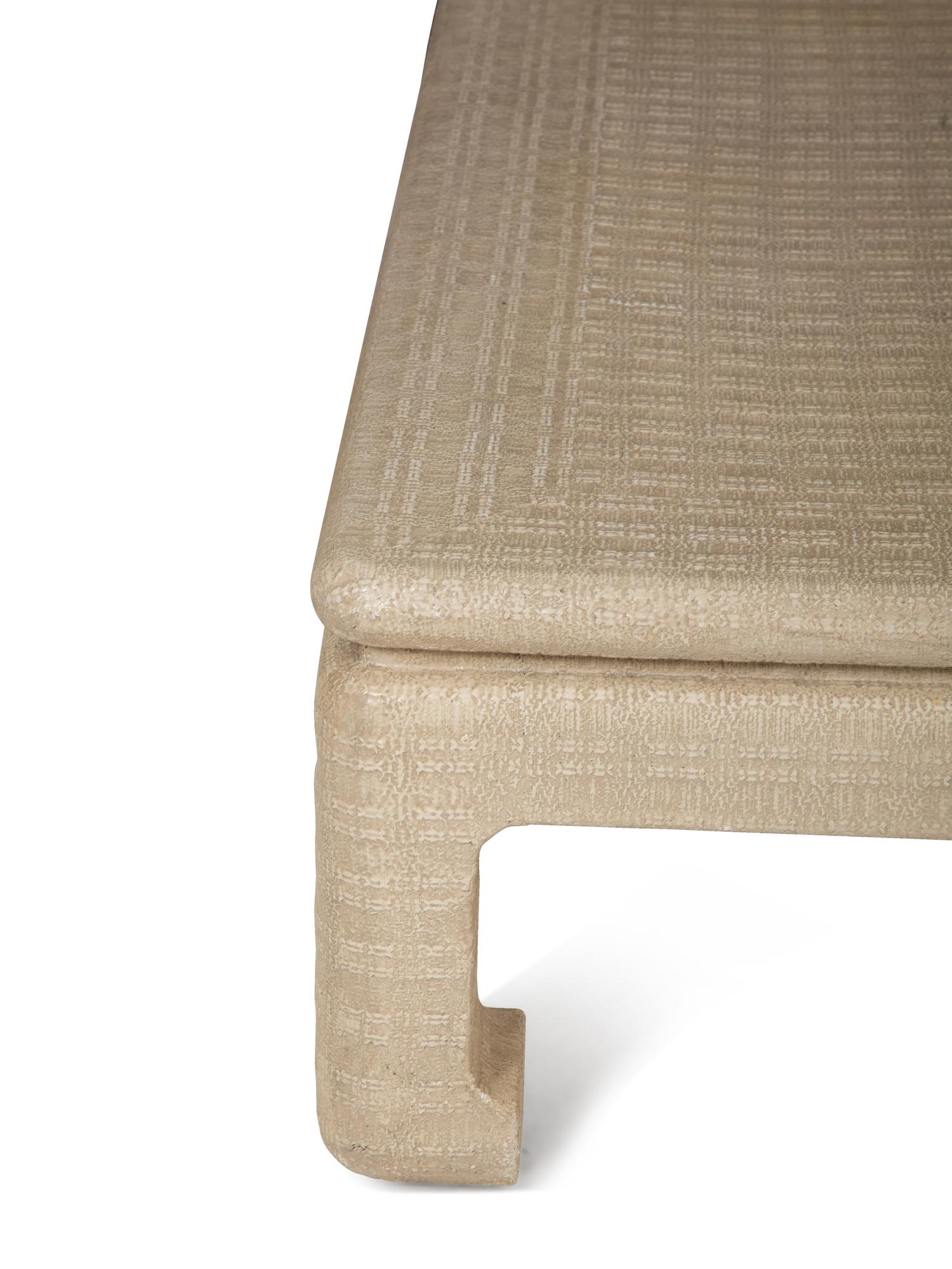 A Lacquered Grasscloth Ming Style Coffee Table