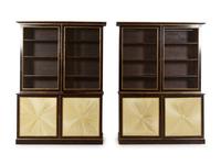 A Pair of Regency Style Grain Painted and Parcel Gilt Bookcases