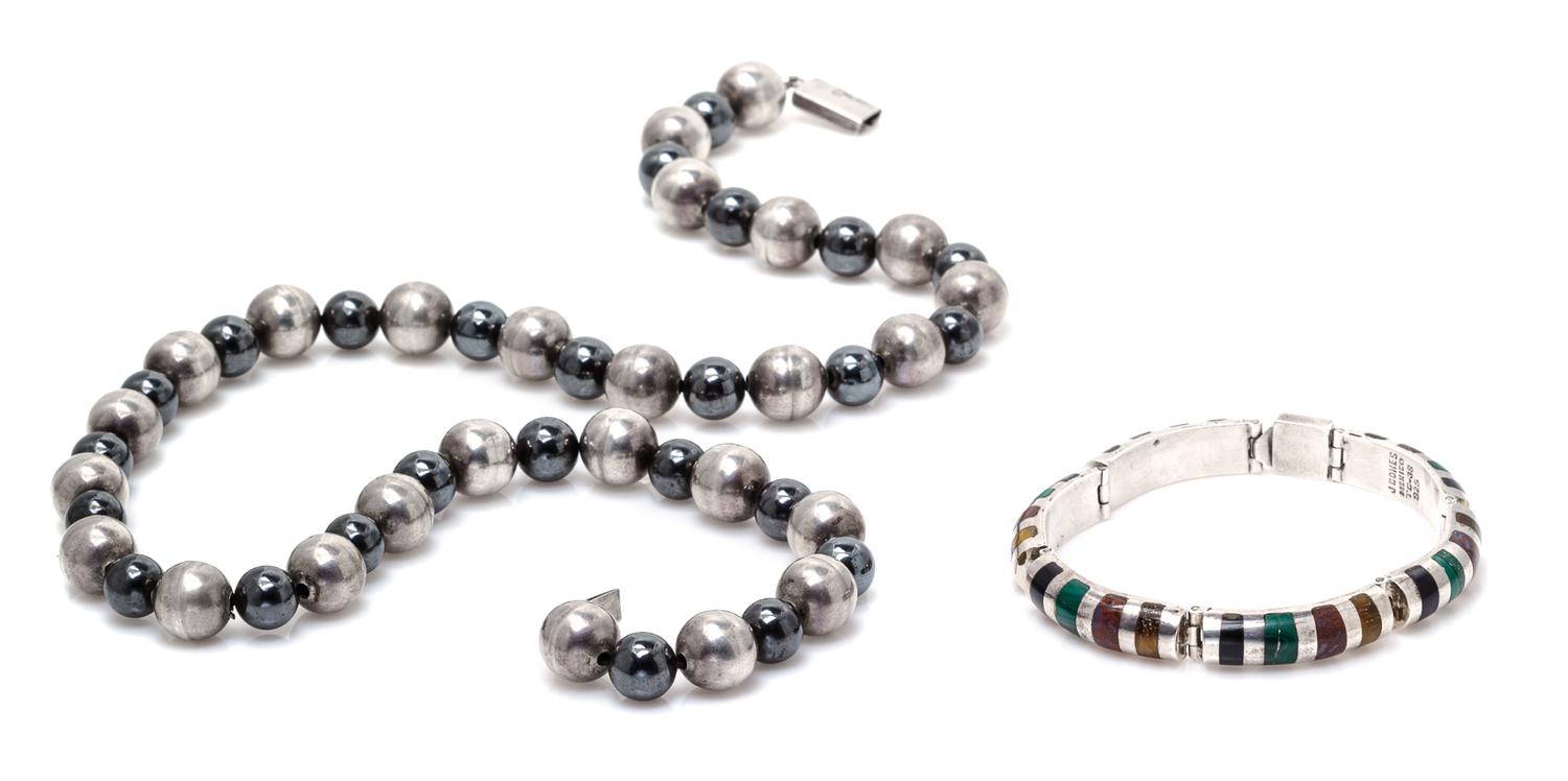 A Collection of Silver, Hematite, and Multigem Jewelery, Mexico, 97.50 dwts.