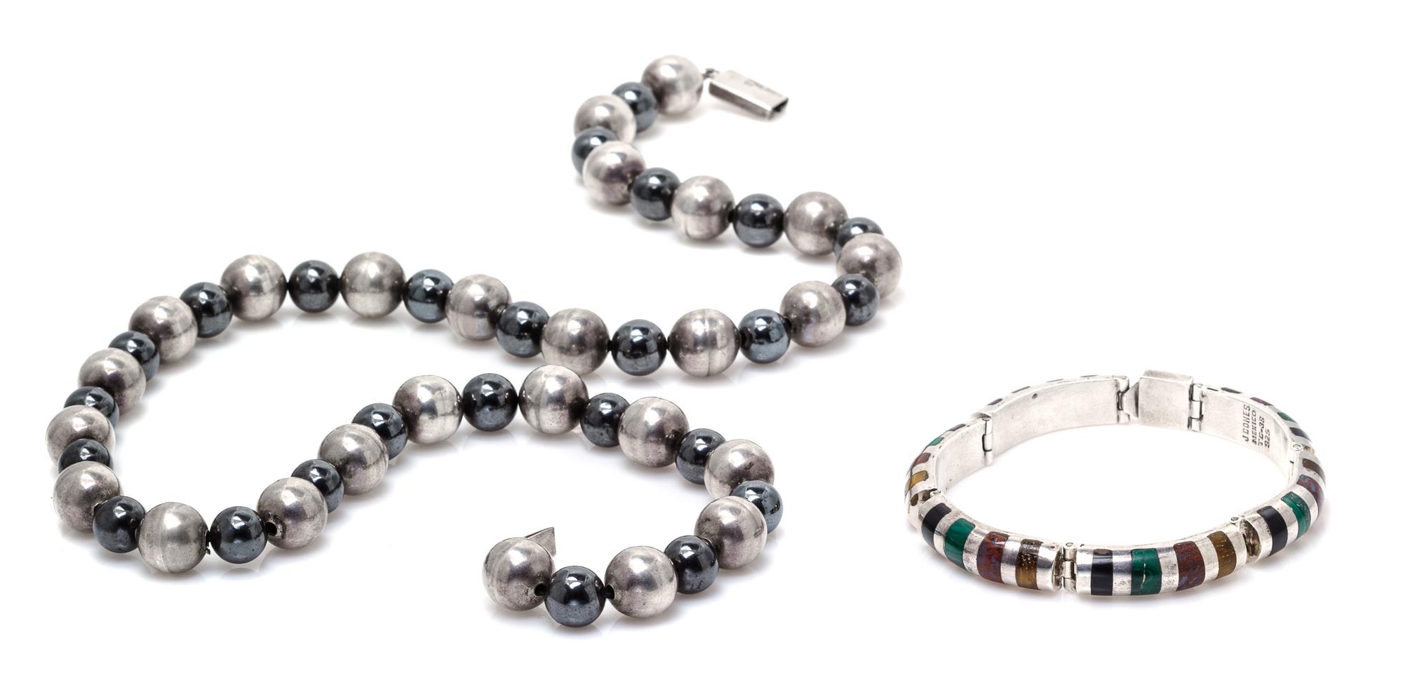 A Collection of Silver, Hematite, and Multigem Jewelery, Mexico, 97.50 dwts.