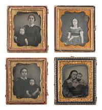 [EARLY PHOTOGRAPHY]. 5 pairs of images featuring the same subjects, mostly daguerreotypes.