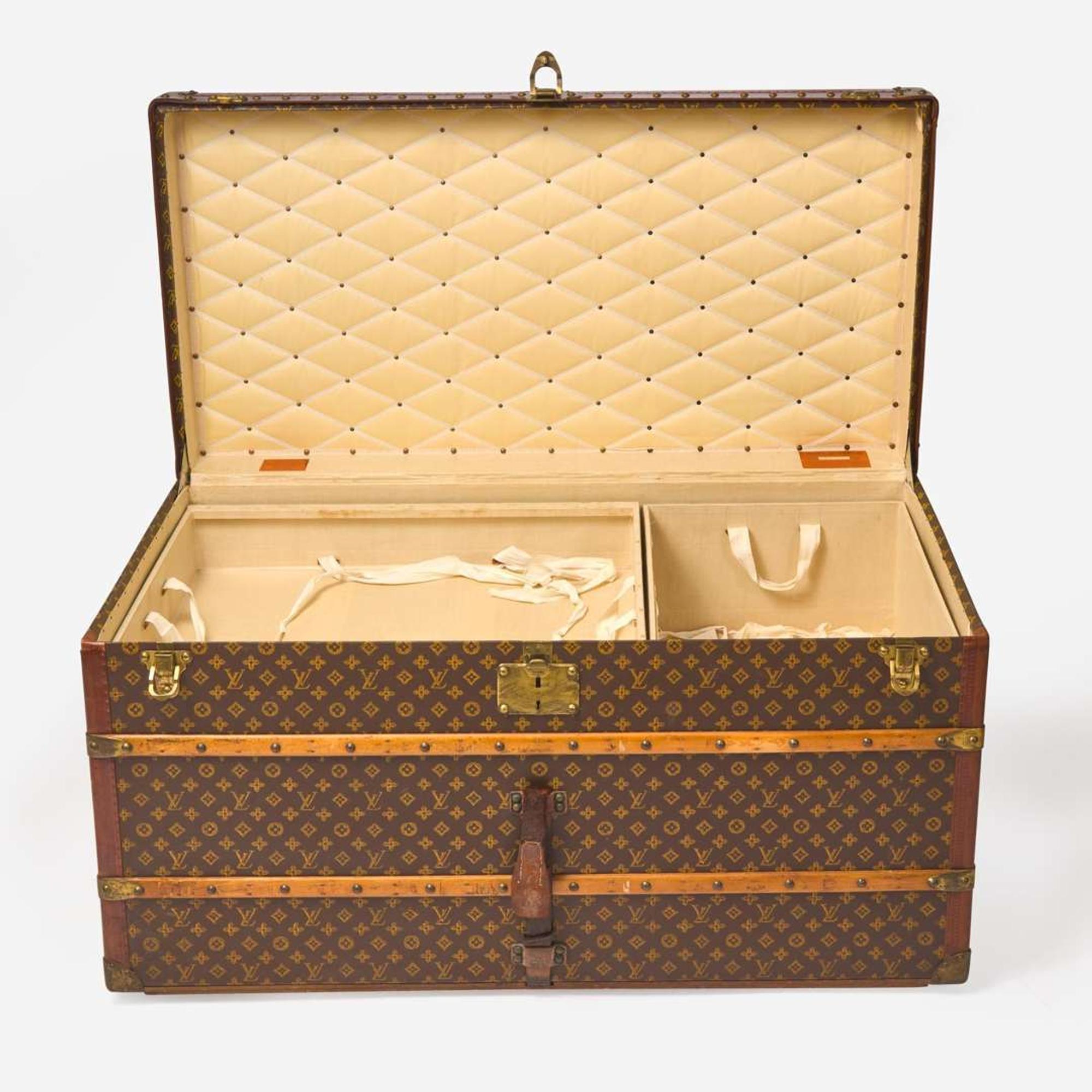 A Louis Vuitton Monogrammed Canvas Steamer Trunk Early 20th-century