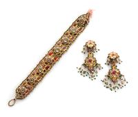A Collection of Yellow Gold, Foilback Paste and Enamel Jewelry, 46.30 dwts.