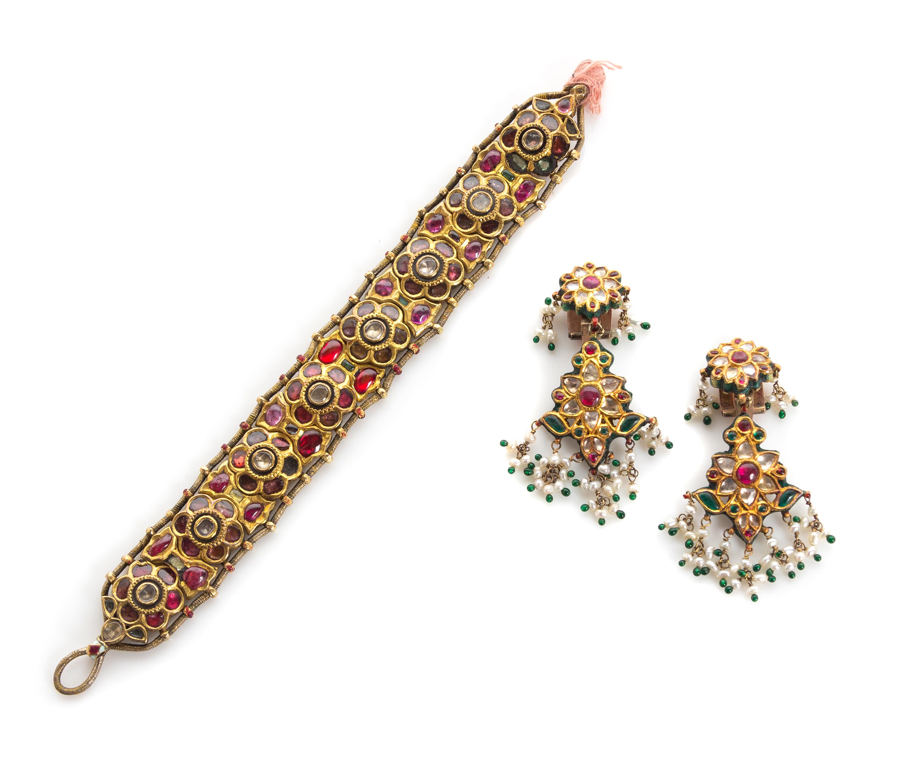 A Collection of Yellow Gold, Foilback Paste and Enamel Jewelry, 46.30 dwts.