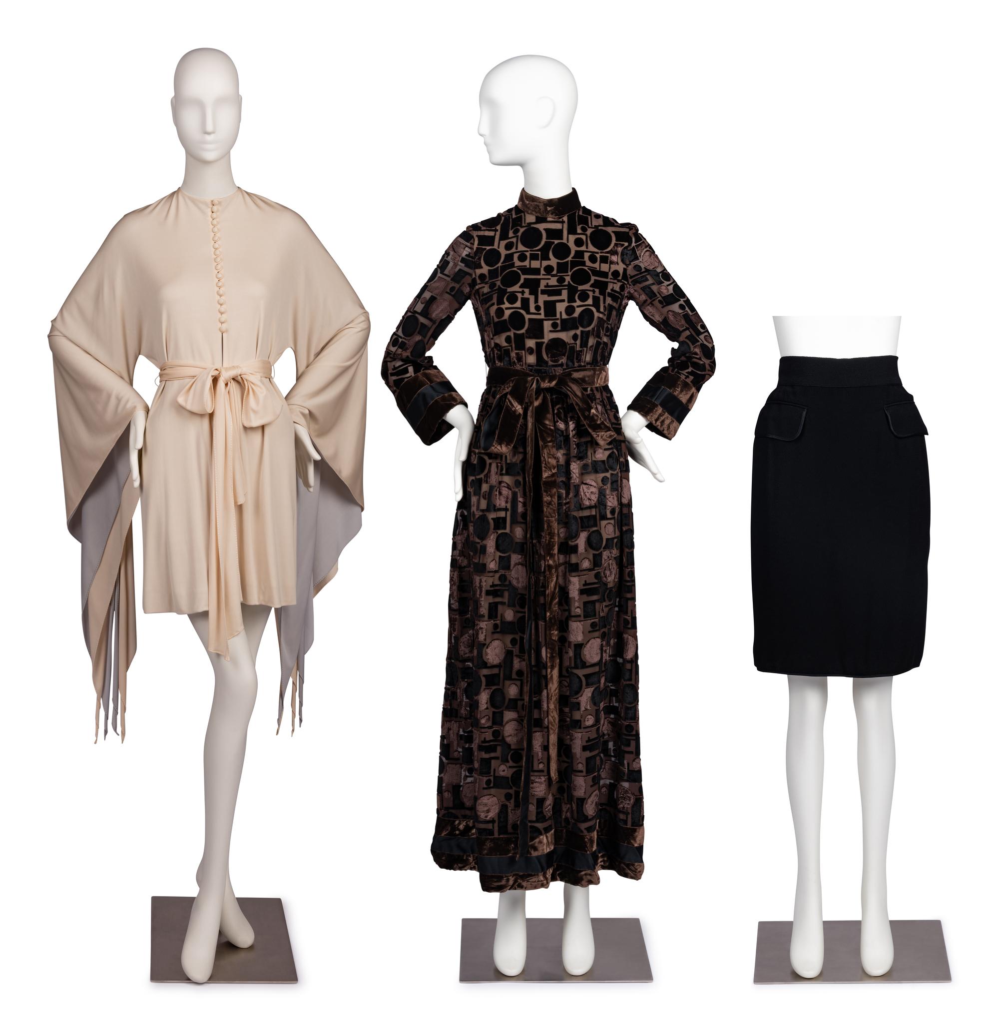 Two Dresses and One Skirt: One Geoffrey Beene, One Giorgio Sant'Angelo, One Chanel Skirt, 1960-80s