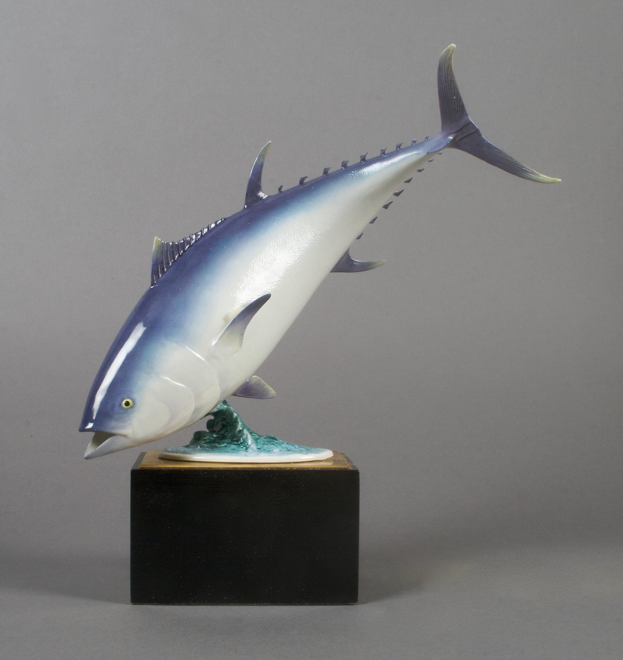 A Royal Worcester Blue Finned Tuna, Height 12 inches.