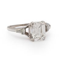 EMERALD CUT DIAMOND AND PLATINUM RING