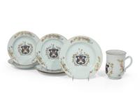 A group of seven Chinese Export porcelain tablewares from the "Newton Service," made for the English Market, circa 1740-1750