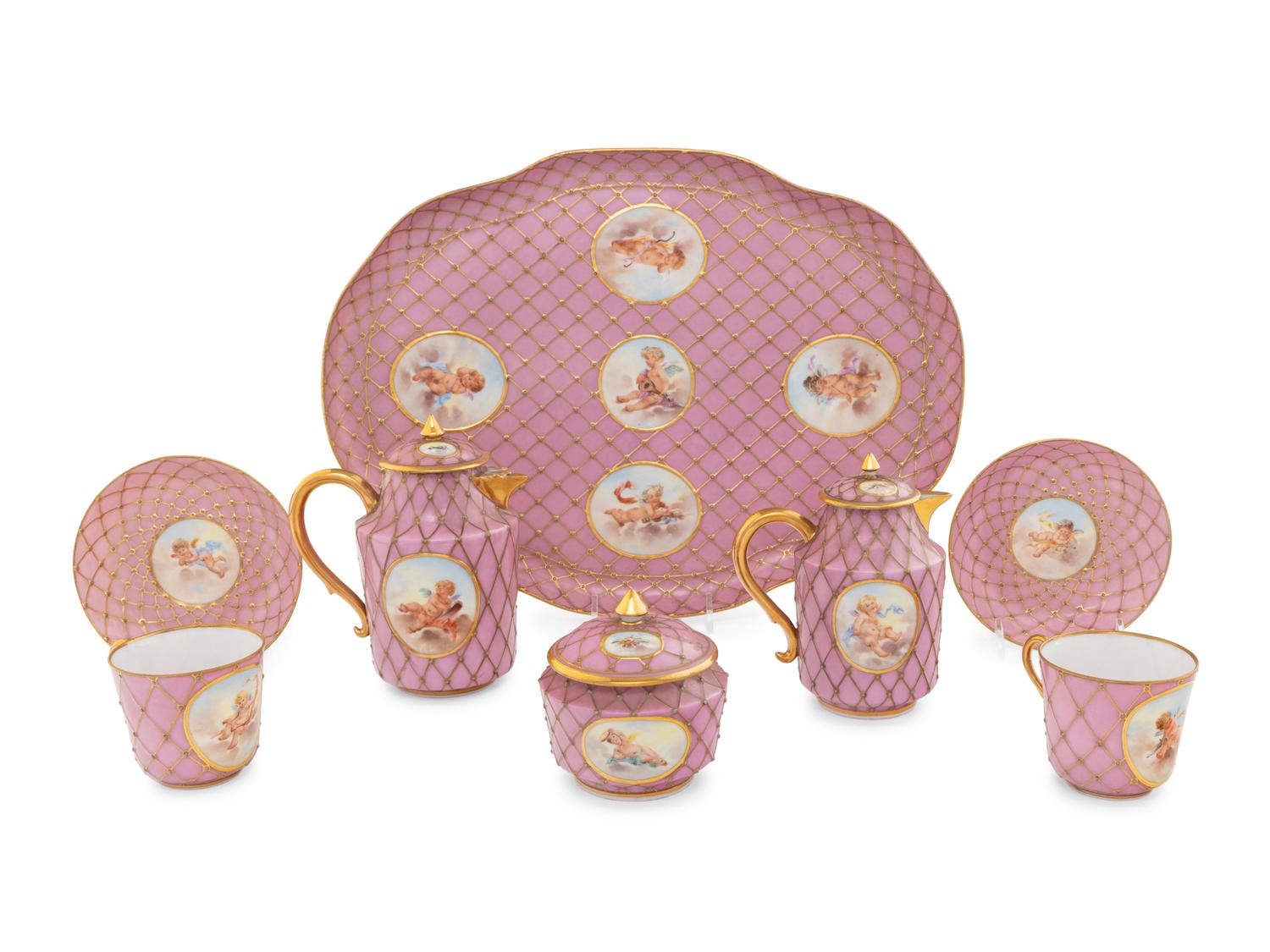 An Assembled Herend Porcelain Six-Piece Tête-à-Tête