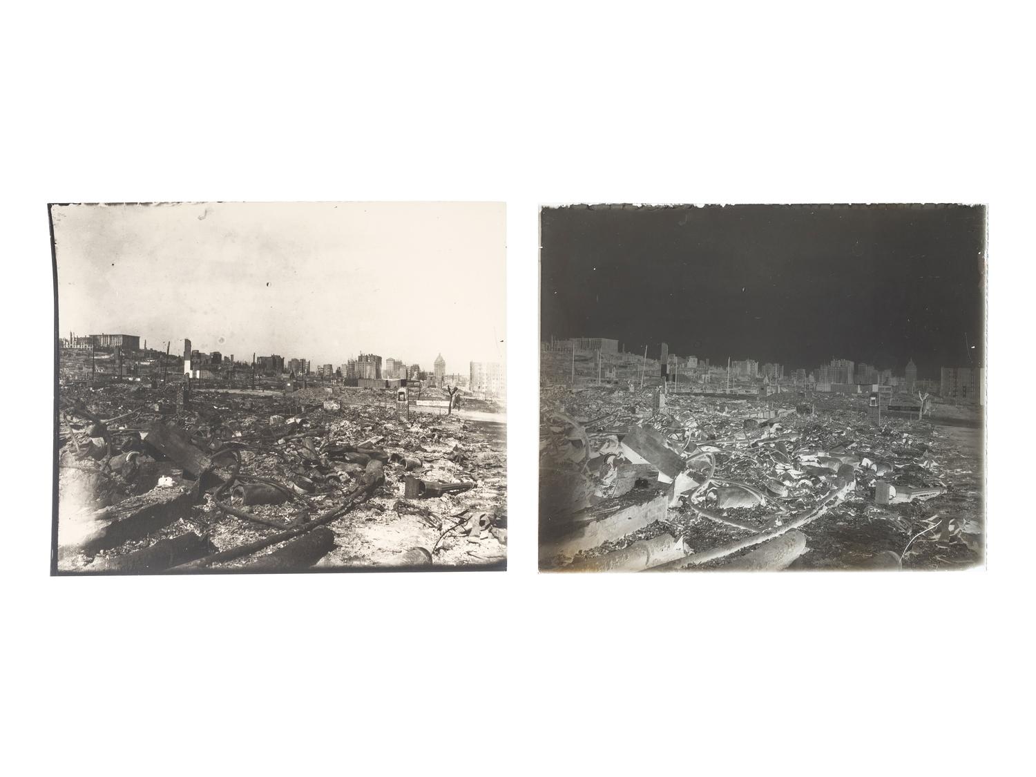 [CALIFORNIA]. A group of 21 glass negatives documenting the San Francisco Earthquake.
