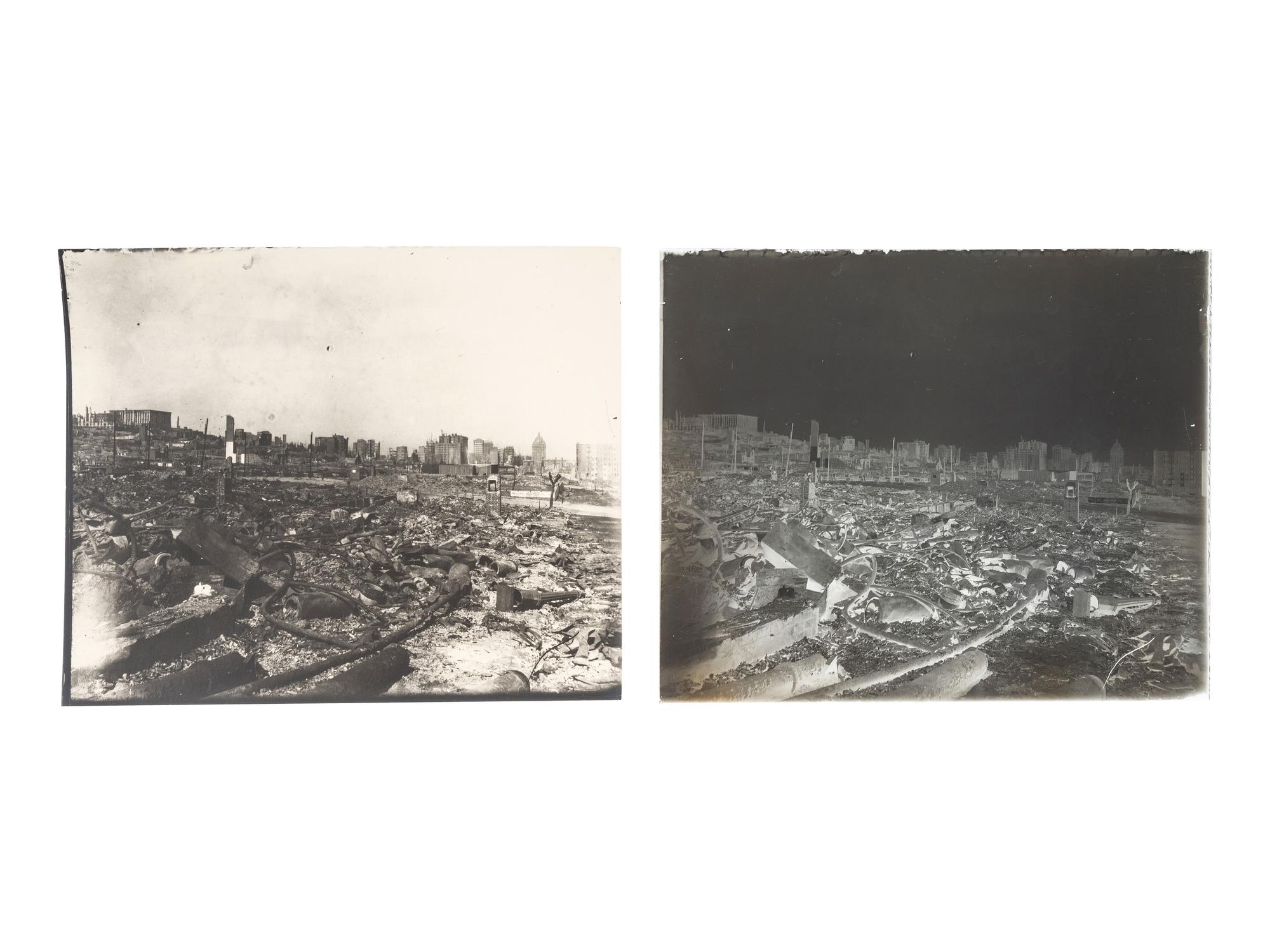 [CALIFORNIA]. A group of 21 glass negatives documenting the San Francisco Earthquake.