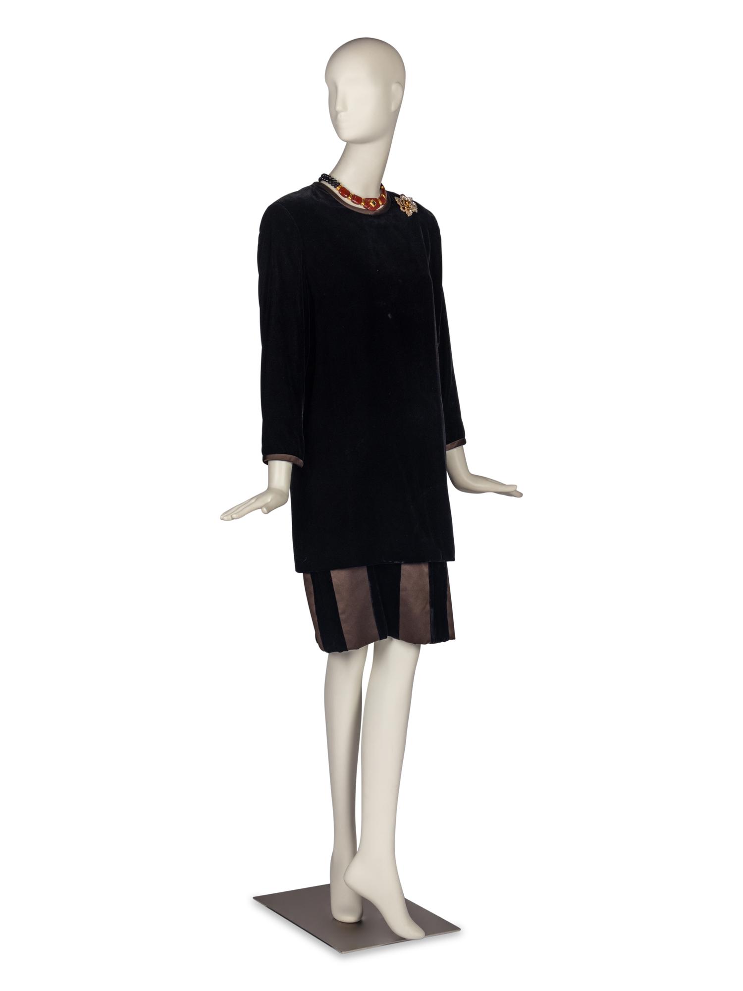 Martin Ross Dress Accompanied by Two Pieces of Costume Jewelry