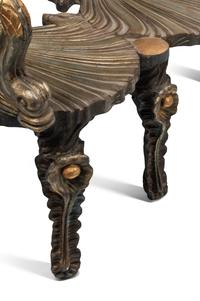 A Pair of Continental Gilt and Silvered Wood “Grotto” Settees