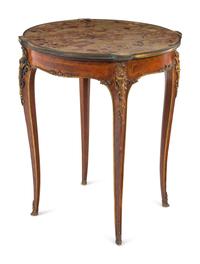 A Louis XV Style Gilt Bronze Mounted Marble-Top Side Table