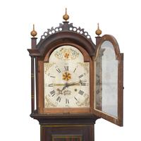 A Federal Faux-Grained and Decorated Wood Tall Case Clock