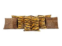 Six Scalamandré Silk Velvet Tigre Pillows and Two Cheetah Design Pillows