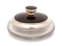 An English Silver Tortoiseshell Lidded Powder Jar