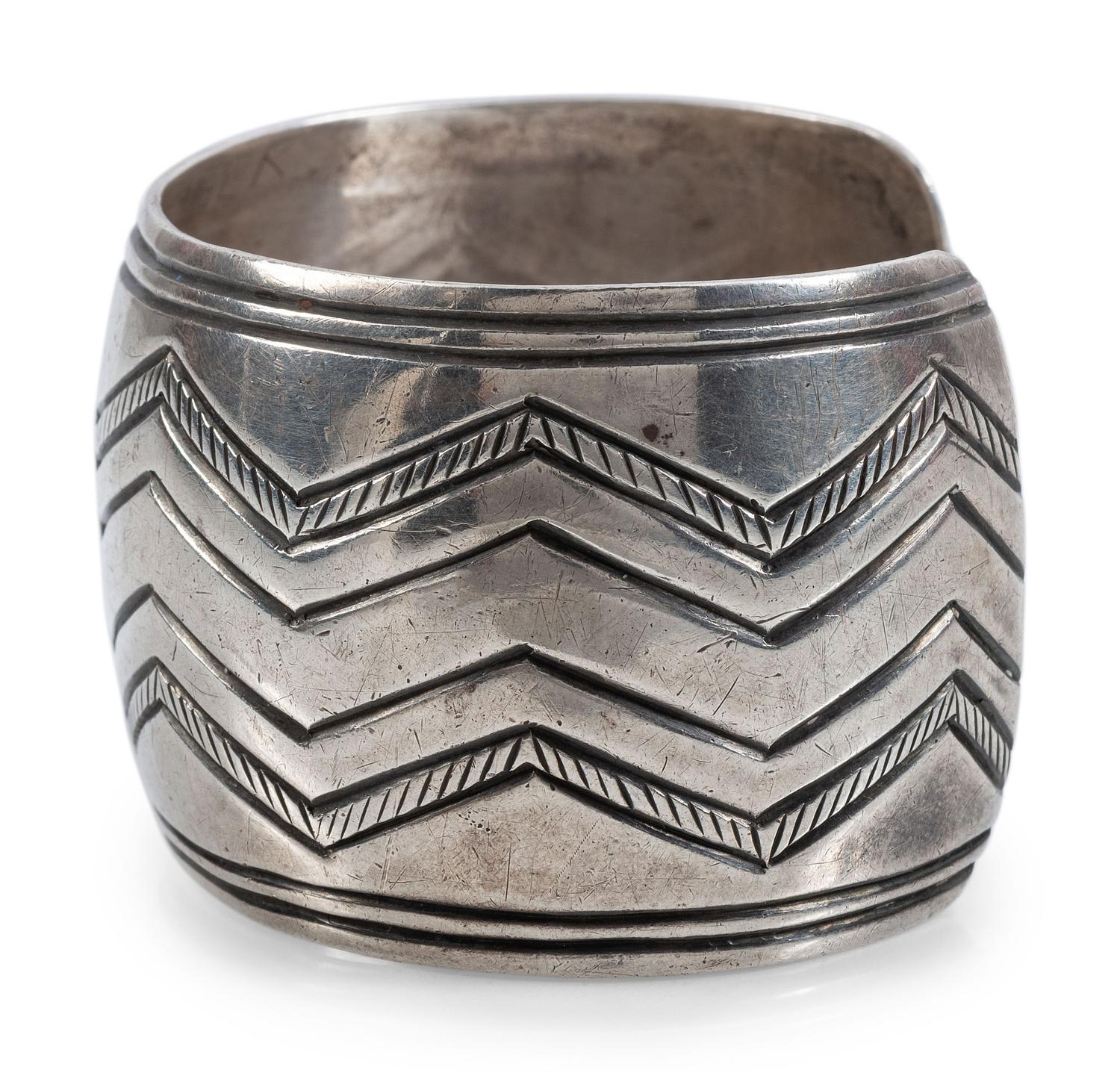 Chiseled Silver Cuff Bracelet