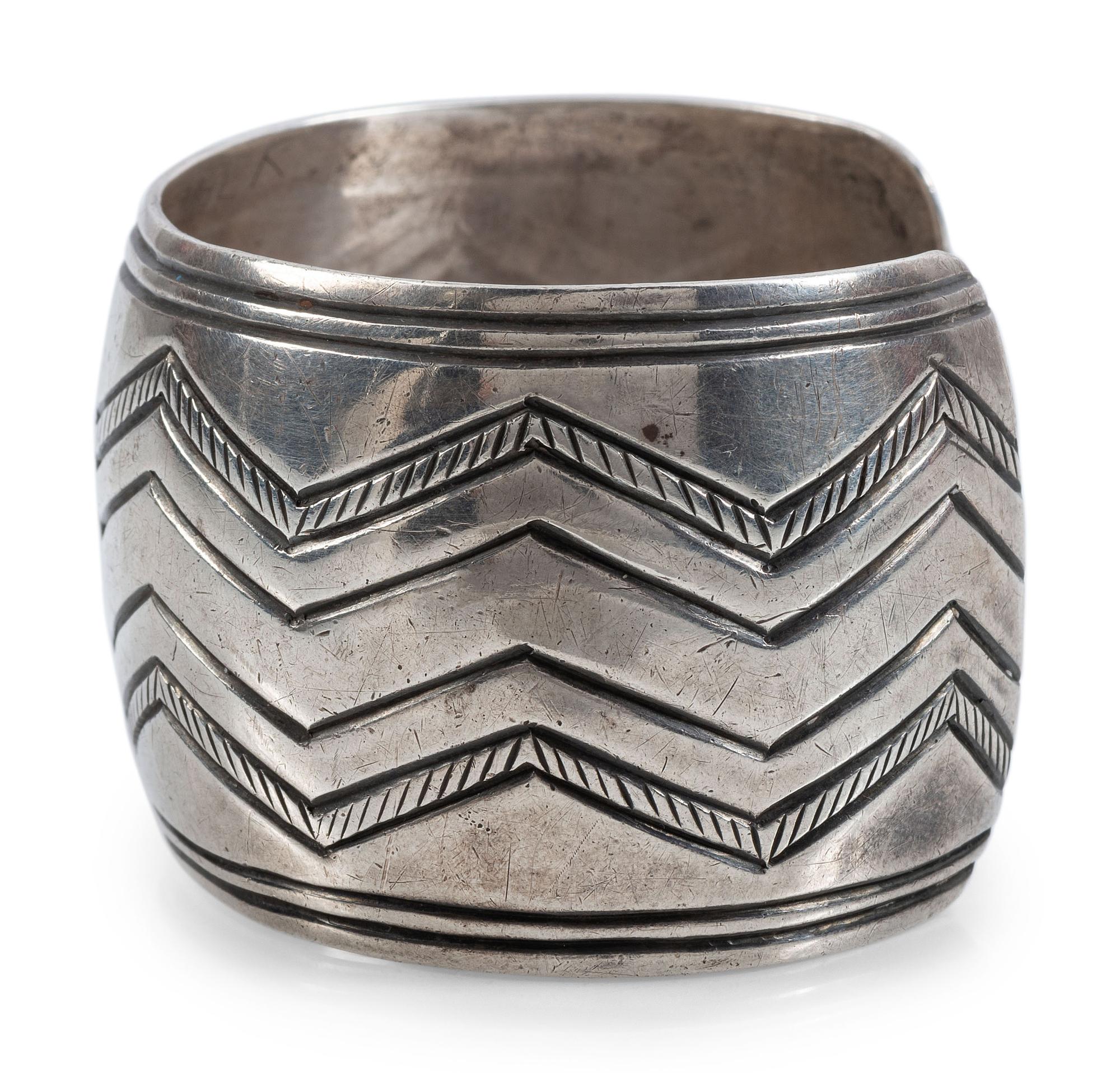 Chiseled Silver Cuff Bracelet