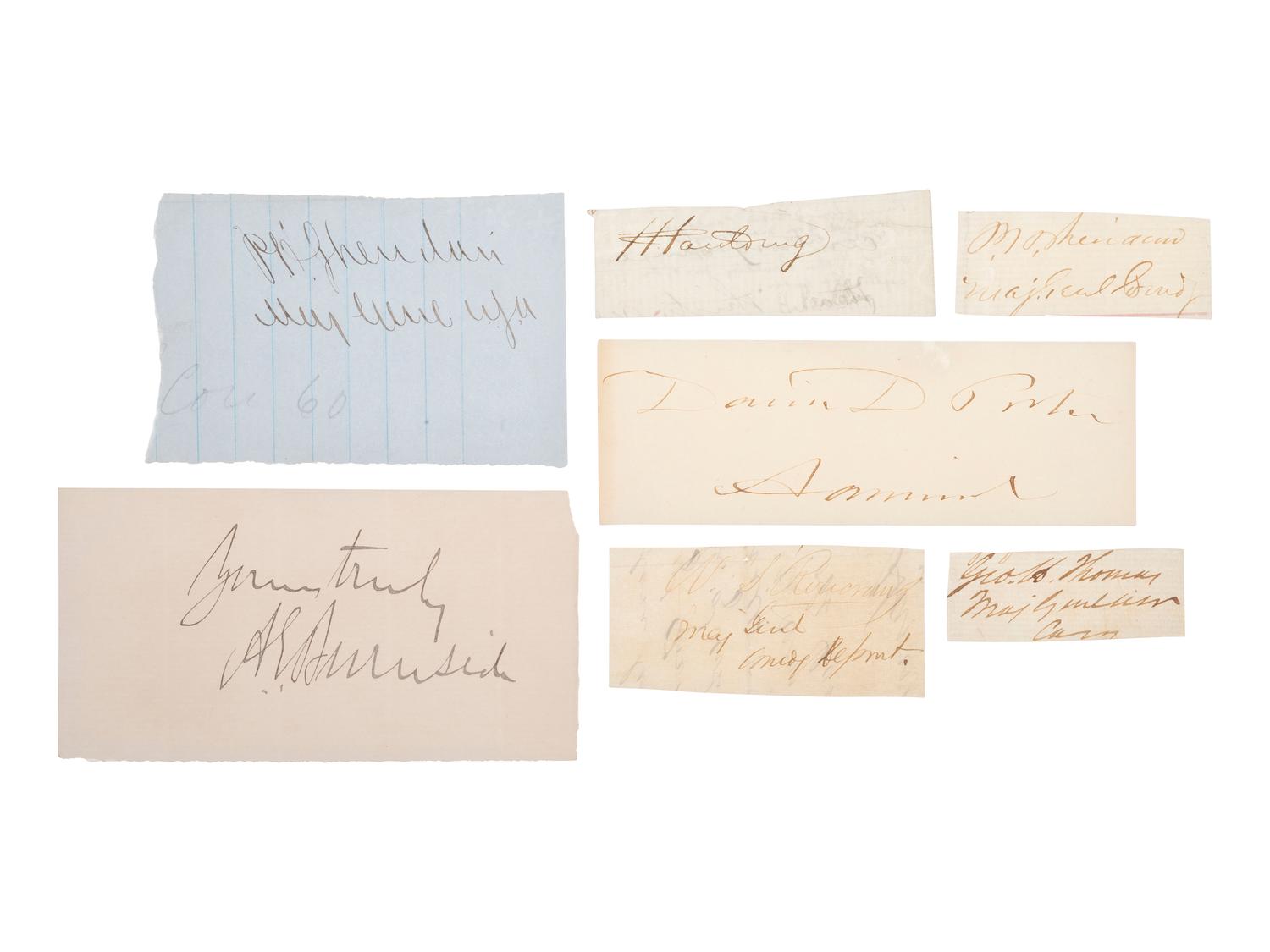 [CIVIL WAR]. 12 signatures of Union and CSA officers & personalities, incl. SHERIDAN & BEAUREGARD.