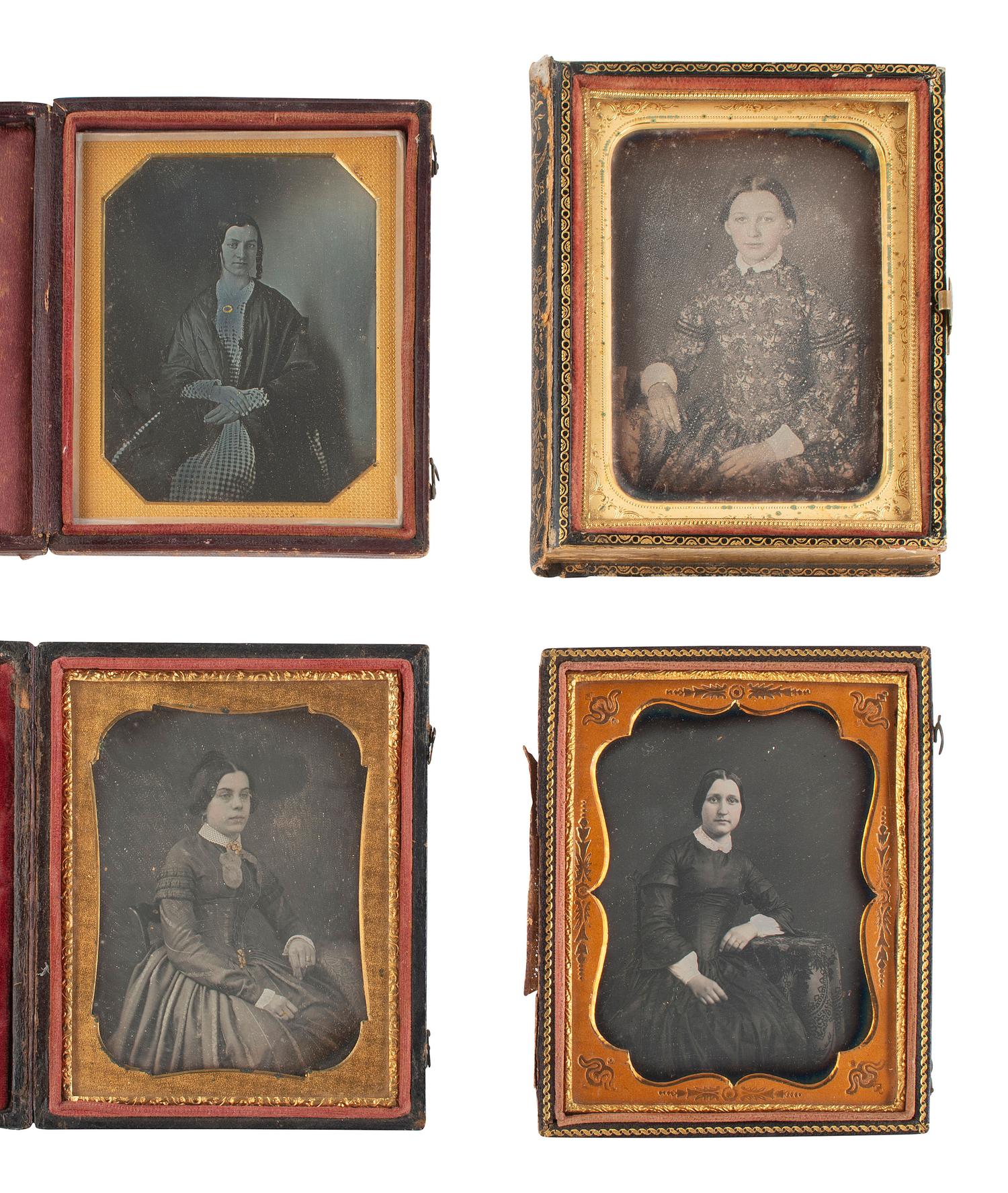 [EARLY PHOTOGRAPHY]. 17 quarter plate daguerreotypes of lovely young women.
