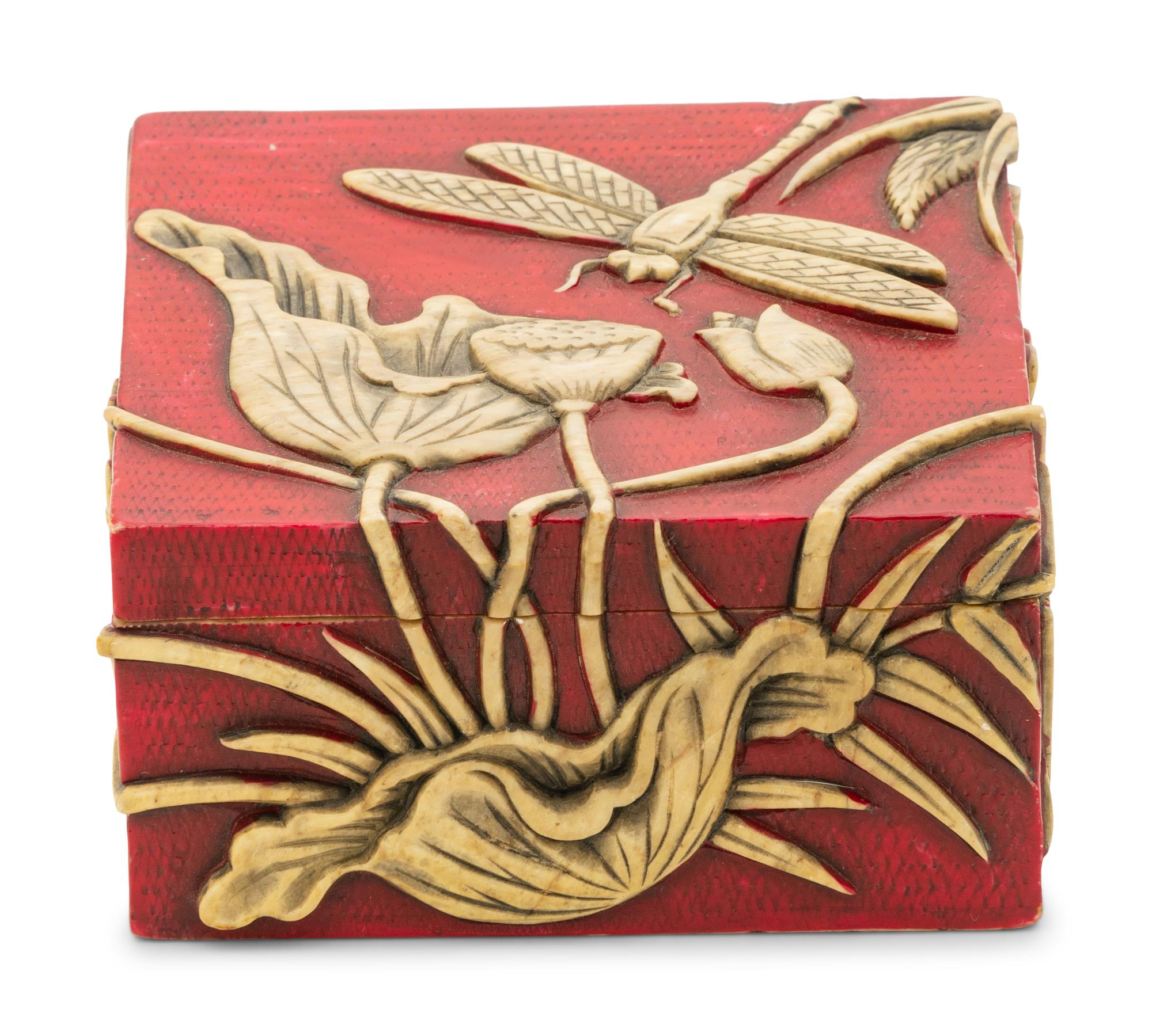 A Chinese Colored Soapstone Covered Box