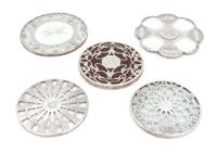 Five Silver Overlay Trivets Diameter of largest 5 7/8 inches.
