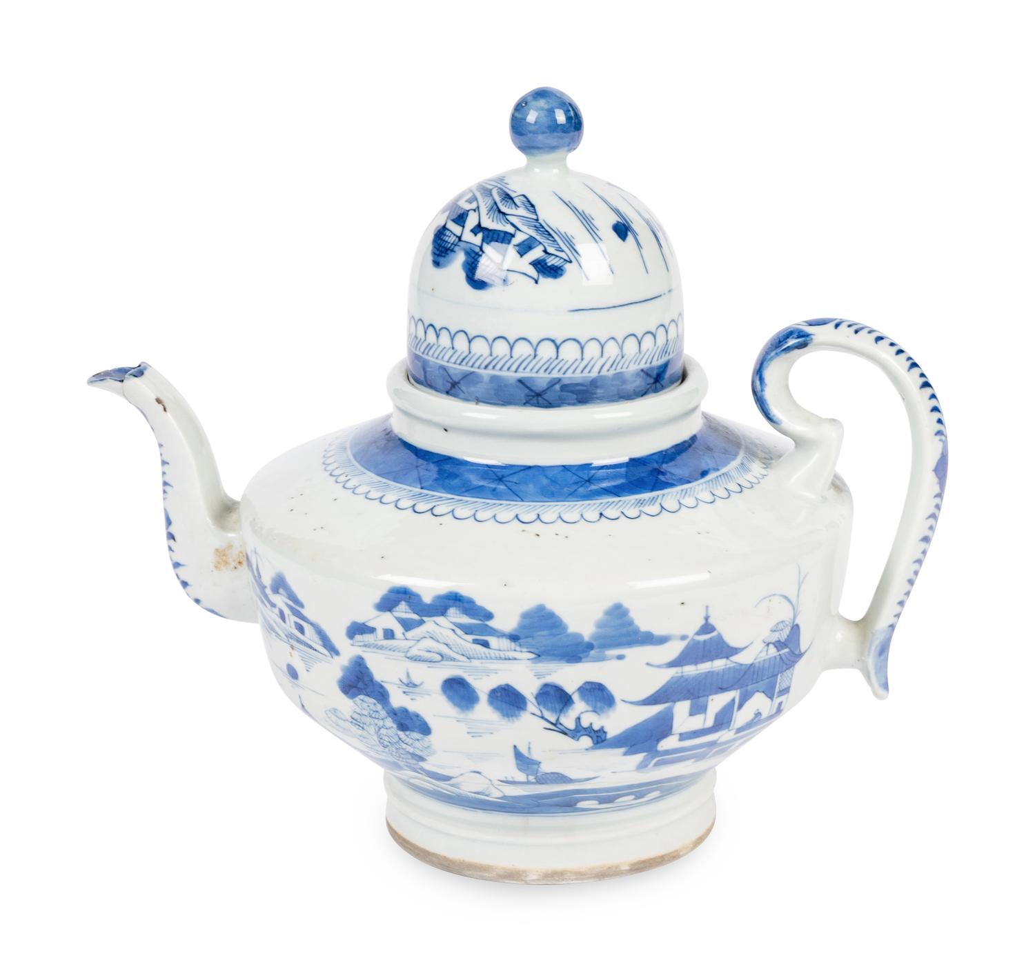 A Canton Blue and White Porcelain Tea Service