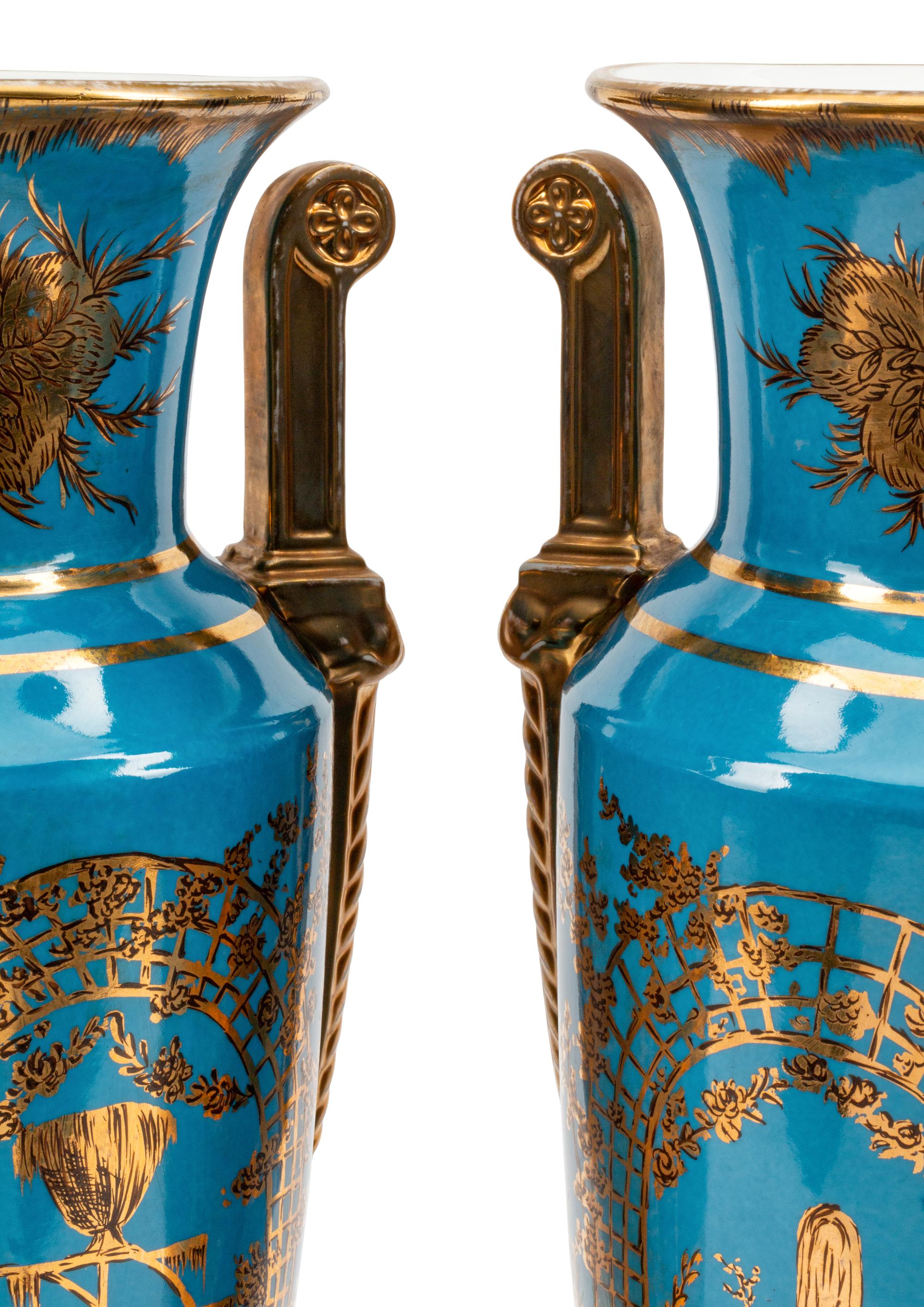 A Pair of Paris Porcelain Chinoiserie-Decorated Vases