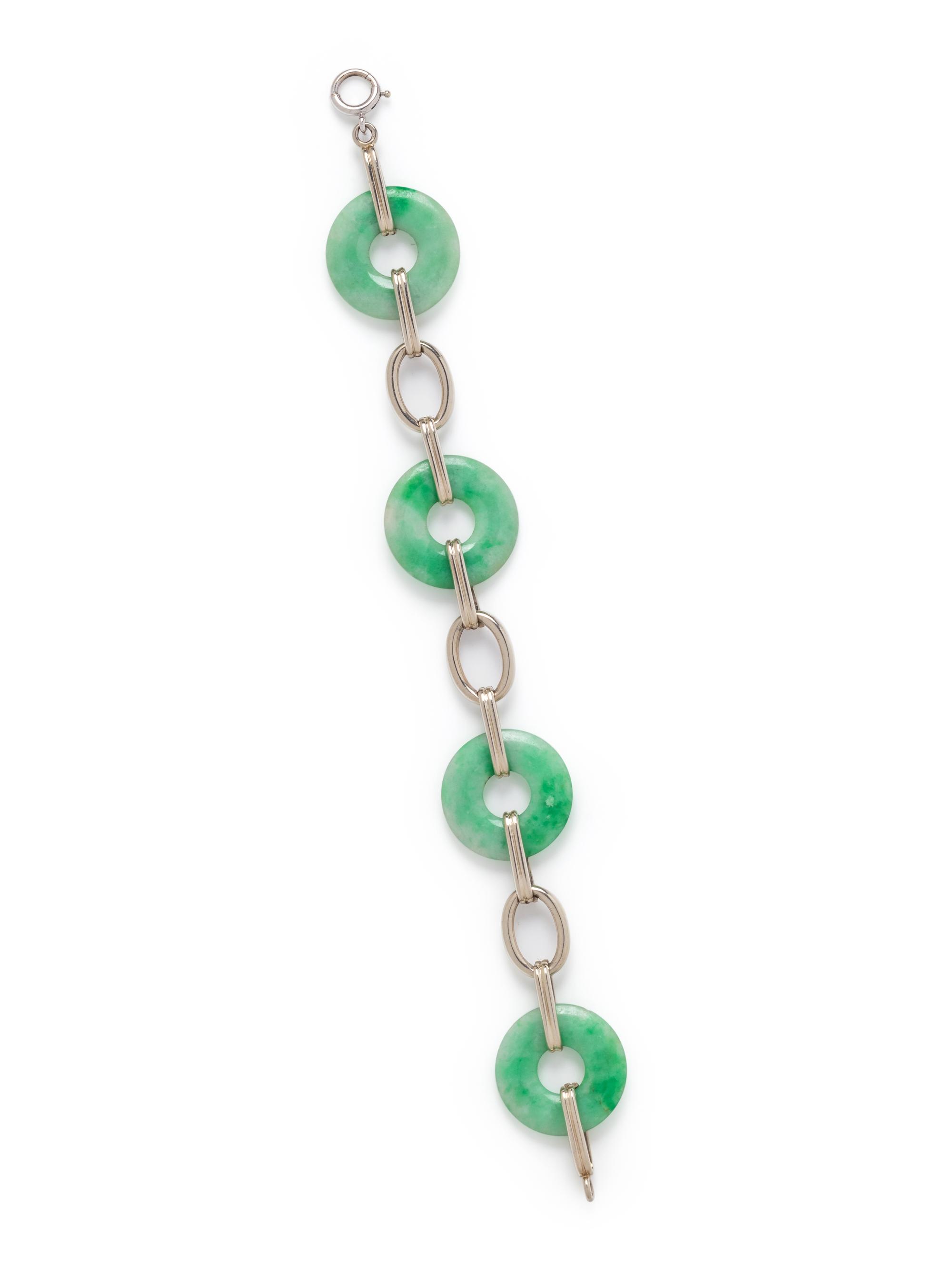 WHITE GOLD AND JADE BRACELET