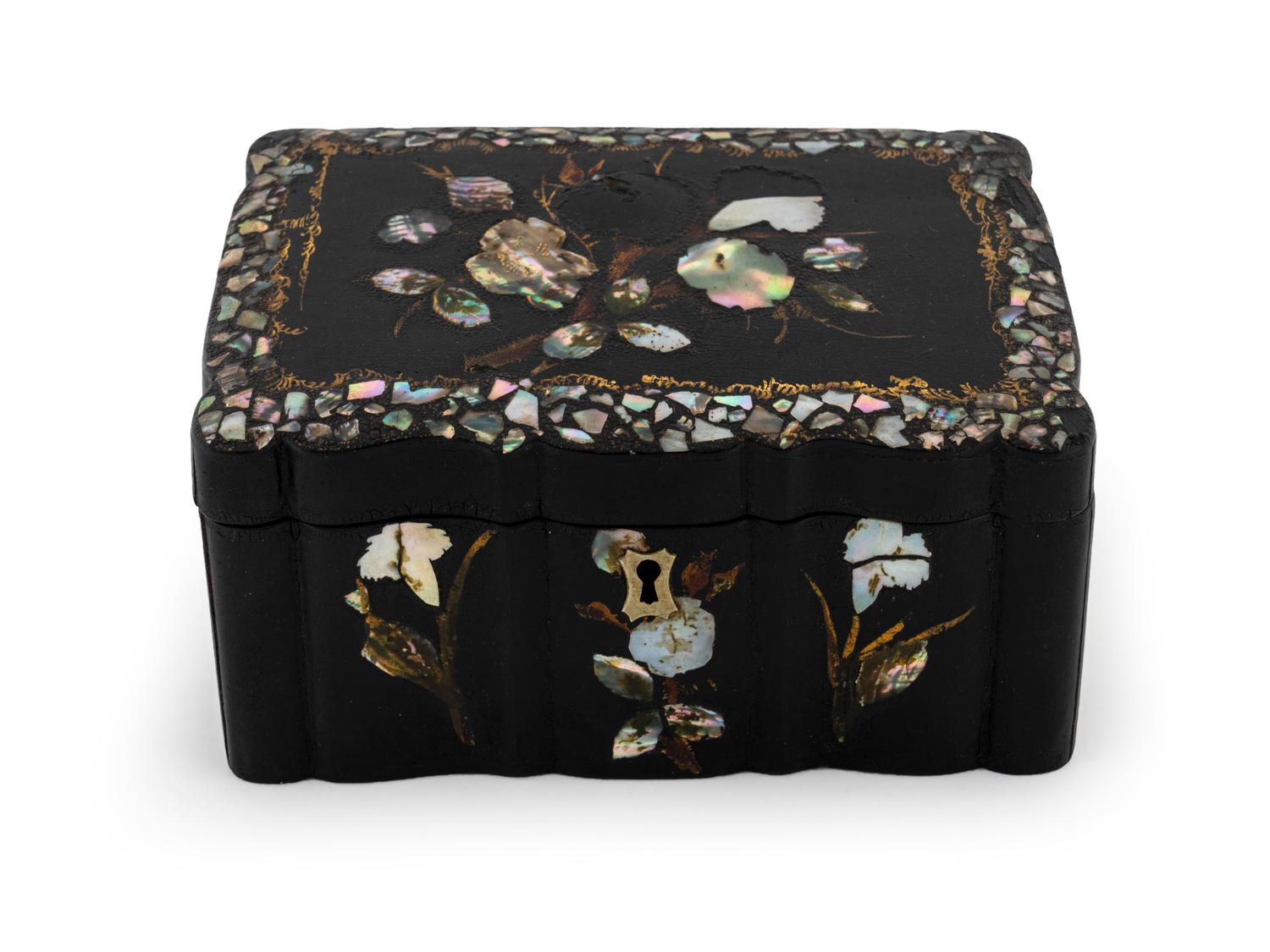 A Victorian Mother-of-Pearl Inlaid Papier-Mache Box — 19TH CENTURY