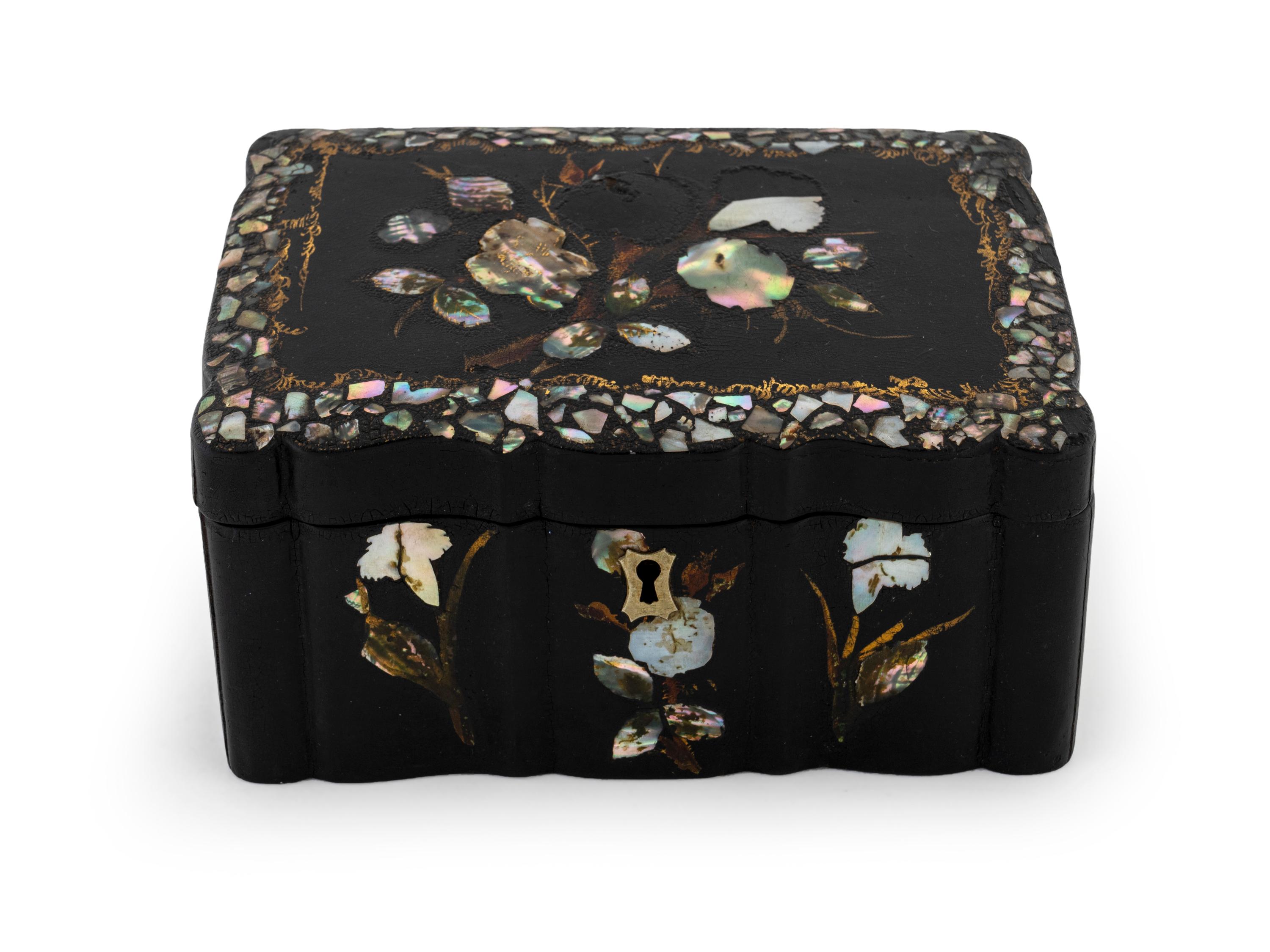 A Victorian Mother-of-Pearl Inlaid Papier-Mache Box — 19TH CENTURY