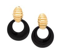 A Pair of Yellow Gold and Hardstone Convertible Earclips,