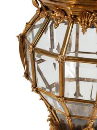 A Pair of Continental Gilt Bronze Hall Lanterns