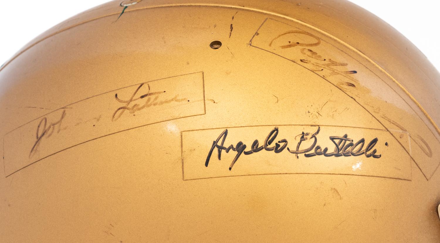 A Multi-Signed Autograph Notre Dame Football Legends Helmet Formerly Displayed at Mike Ditka's Restaurant