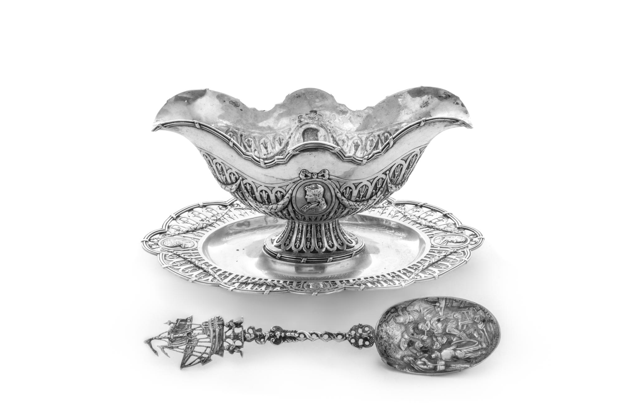A German Silver Gravy with Tray